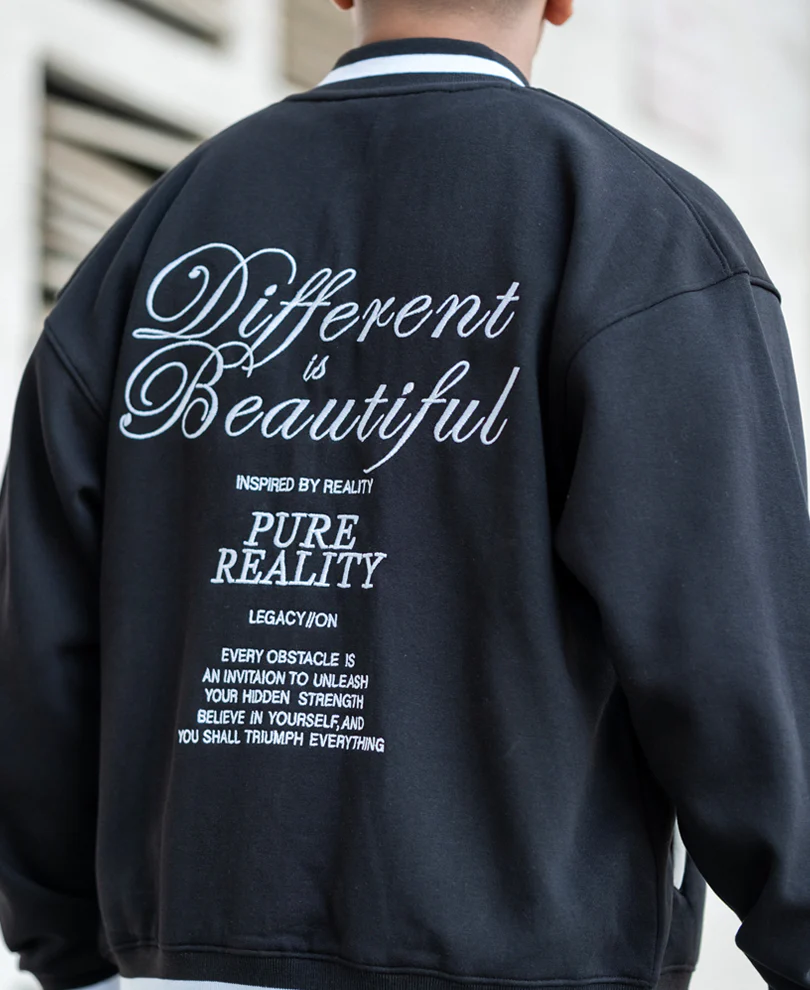 Black Embroidered Varsity Jacket 100% Cotton - Image 5