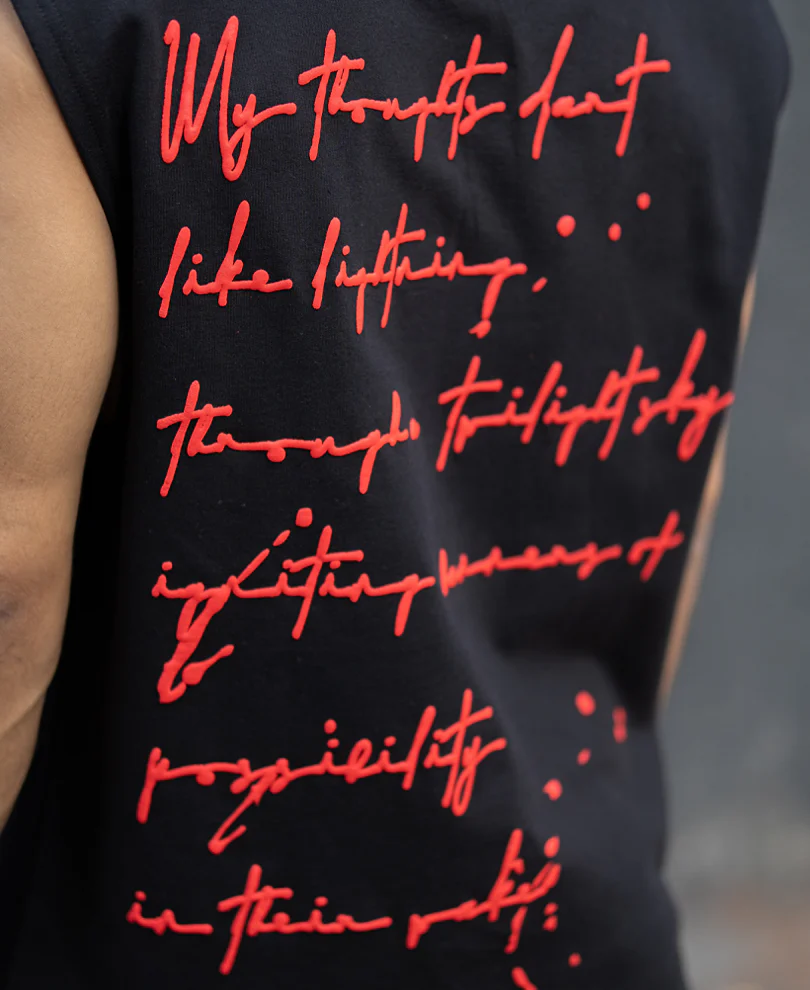 Black Slogan Print Vest 100% Cotton - Image 3