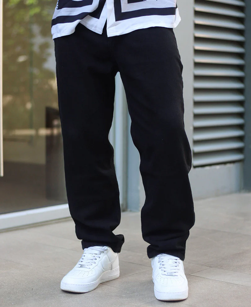 Black Solid Washed Baggy Fit Denim Jeans 100% Cotton - Image 3