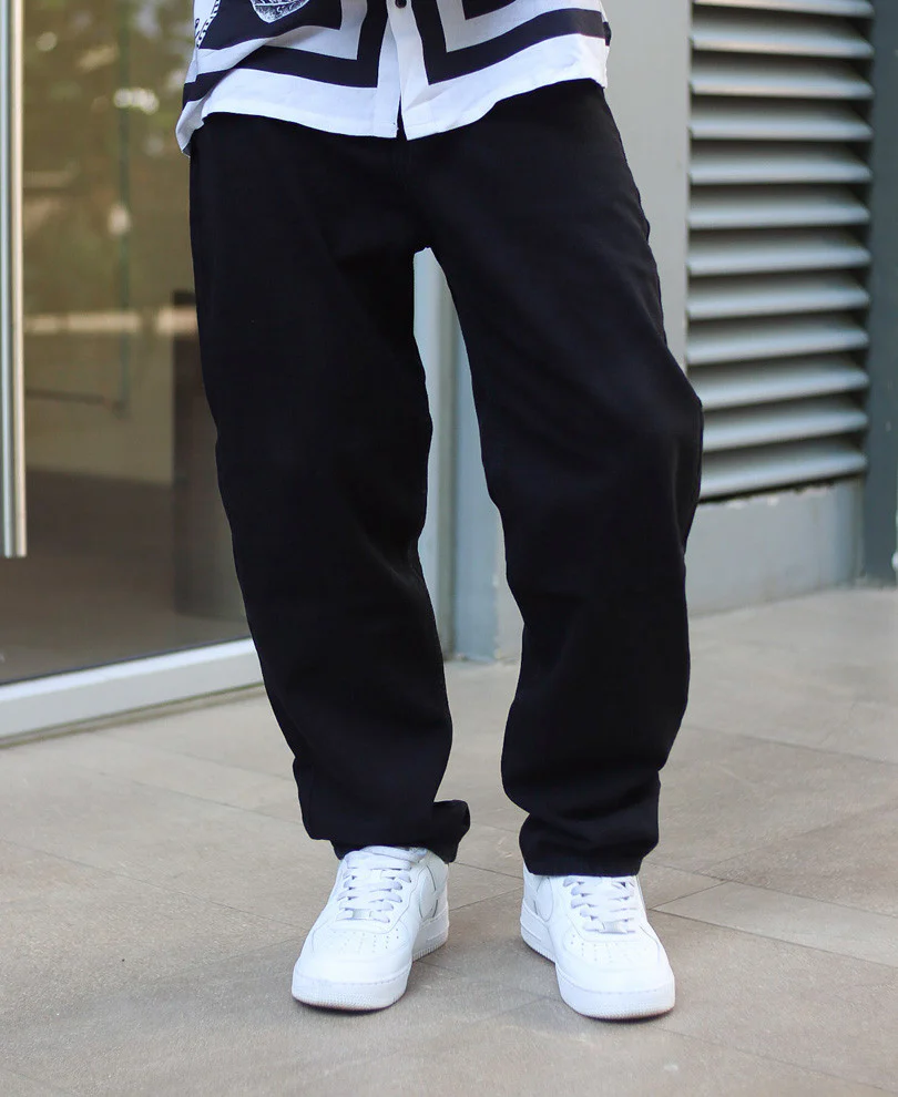 Black Solid Washed Baggy Fit Denim Jeans 100% Cotton - Image 4