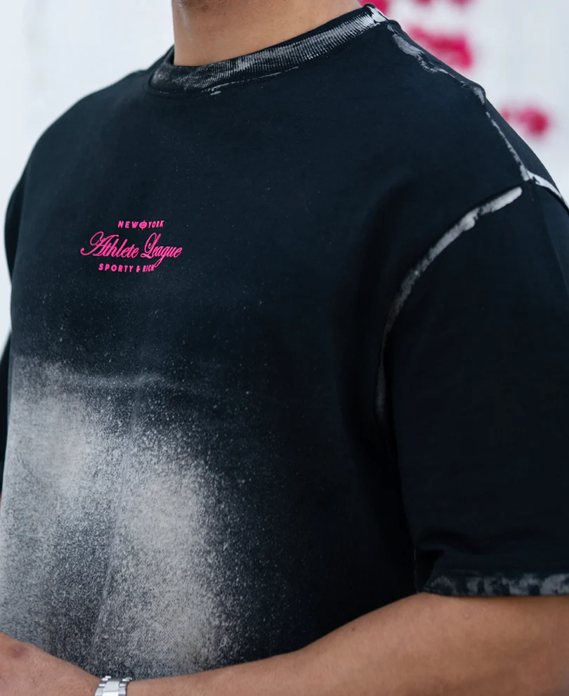 Black Sprayed Graphic T-Shirt 100% Cotton - Image 4