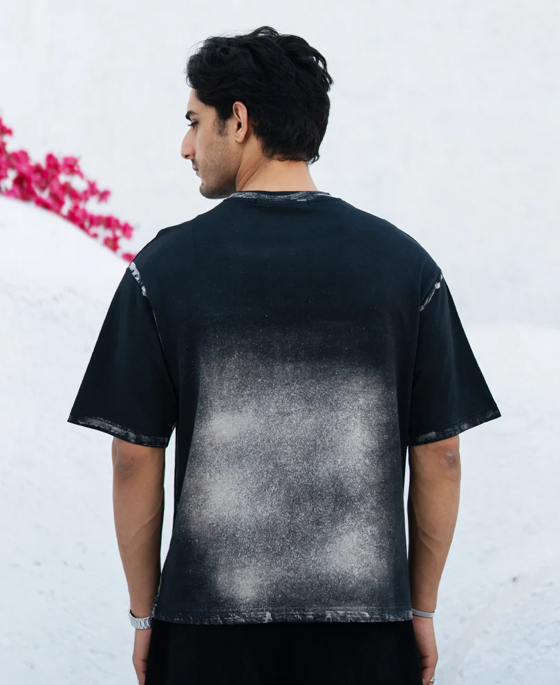 Black Sprayed Graphic T-Shirt 100% Cotton - Image 6