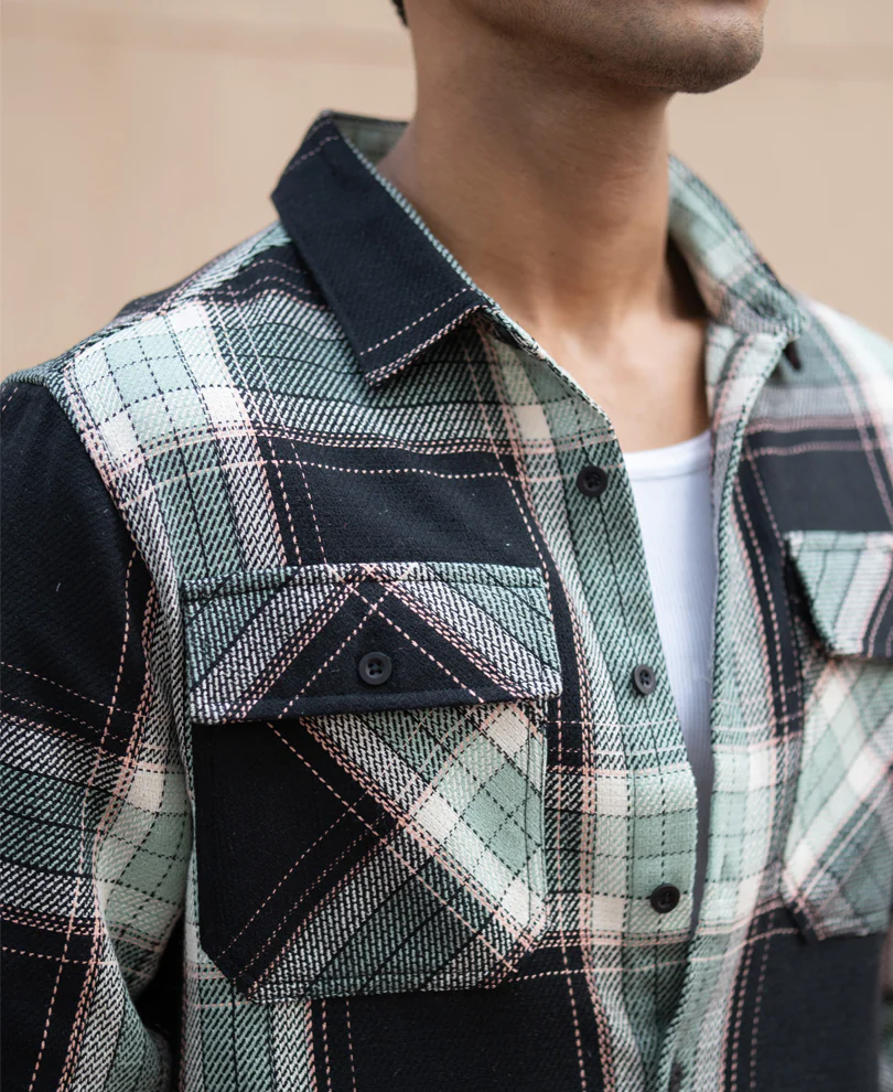 Black Structure Checks Shirt - Image 4