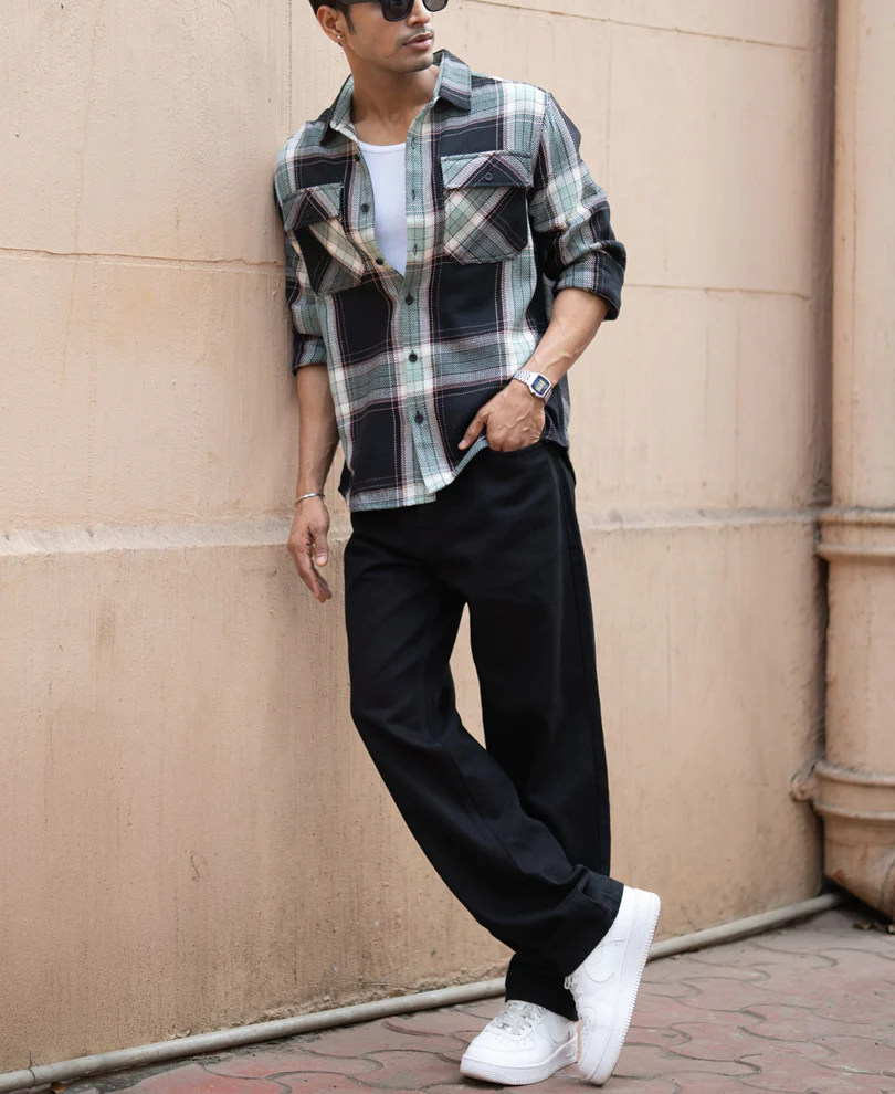 Black Structure Checks Shirt - Image 7