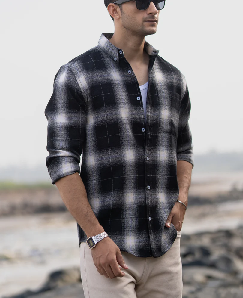 Black Structured Button Down Shirt - Image 2