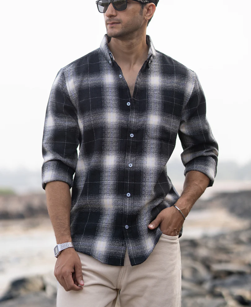 Black Structured Button Down Shirt - Image 3