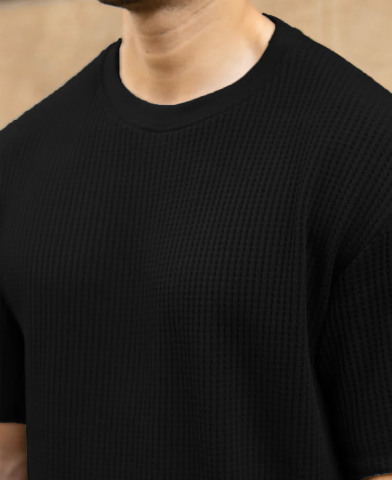 Black Structured Oversized Half Sleeves T Shirt - Image 4