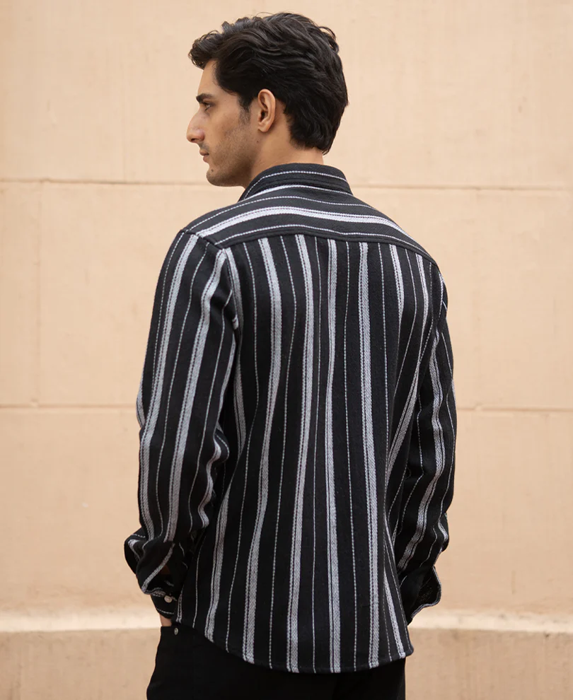 Black Structured Stripe Shirt - Image 6