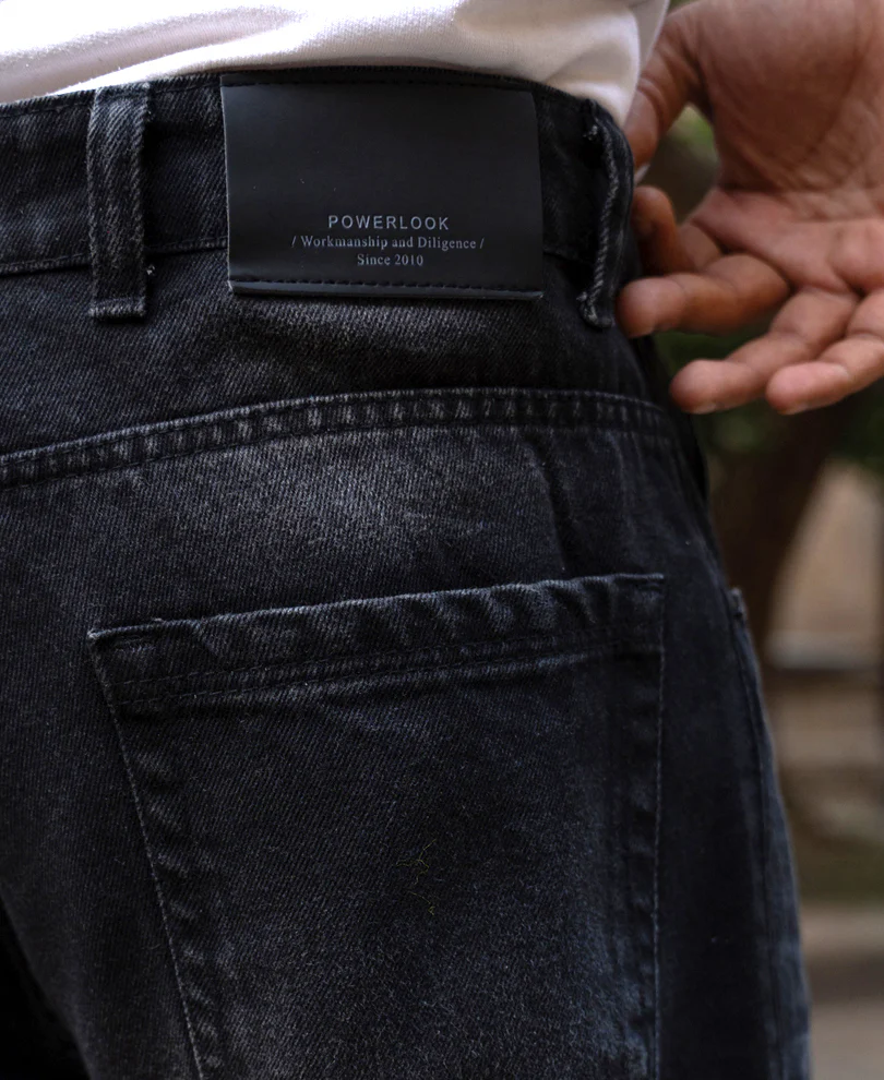 Black Washed Cargo Jeans 100% Cotton - Image 6