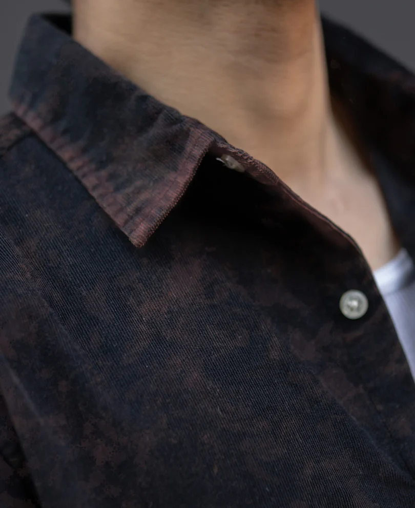 Black Washed Corduroy Shirt 100% Cotton - Image 4