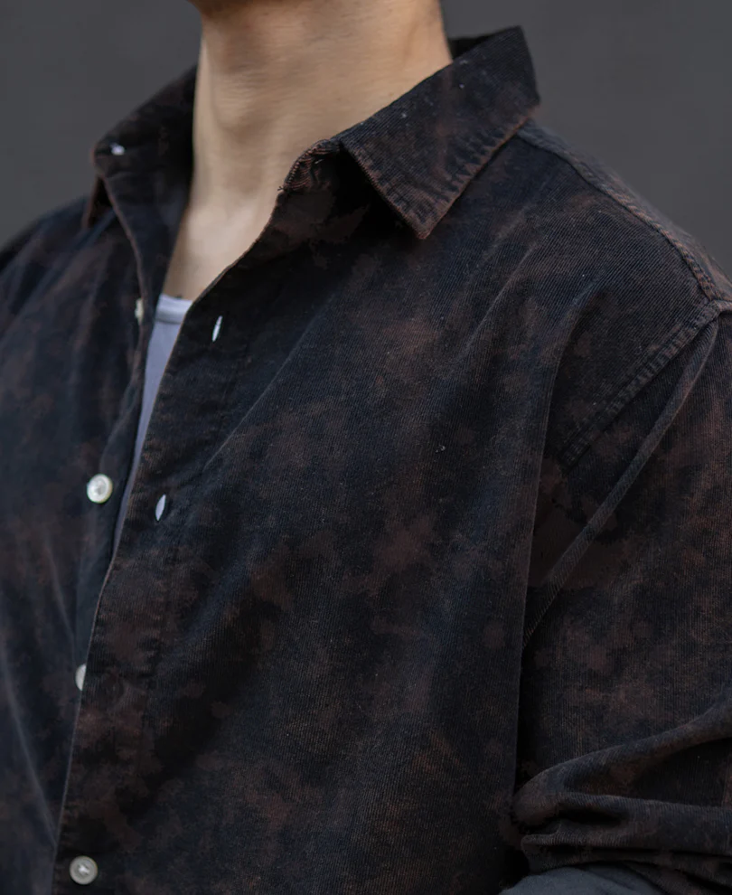 Black Washed Corduroy Shirt 100% Cotton - Image 5