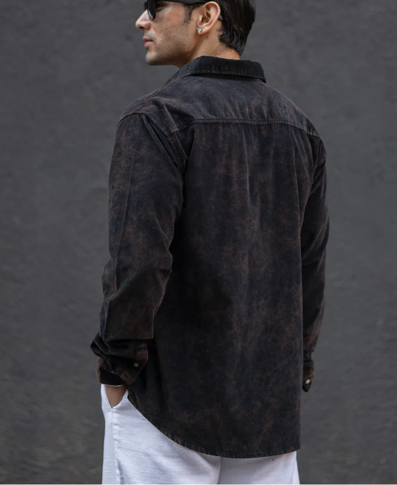 Black Washed Corduroy Shirt 100% Cotton - Image 6
