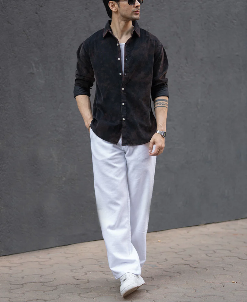 Black Washed Corduroy Shirt 100% Cotton - Image 7
