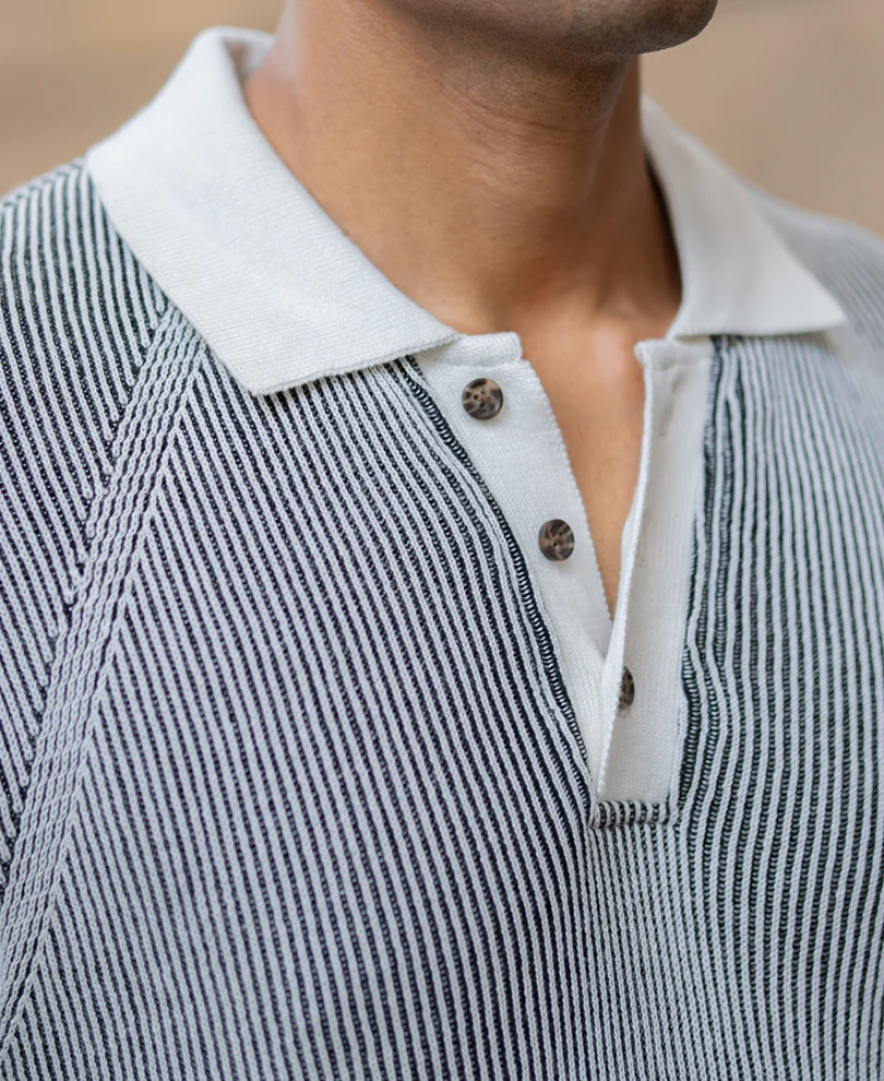 Black & White Knit T-Shirt 100% Cotton - Image 3