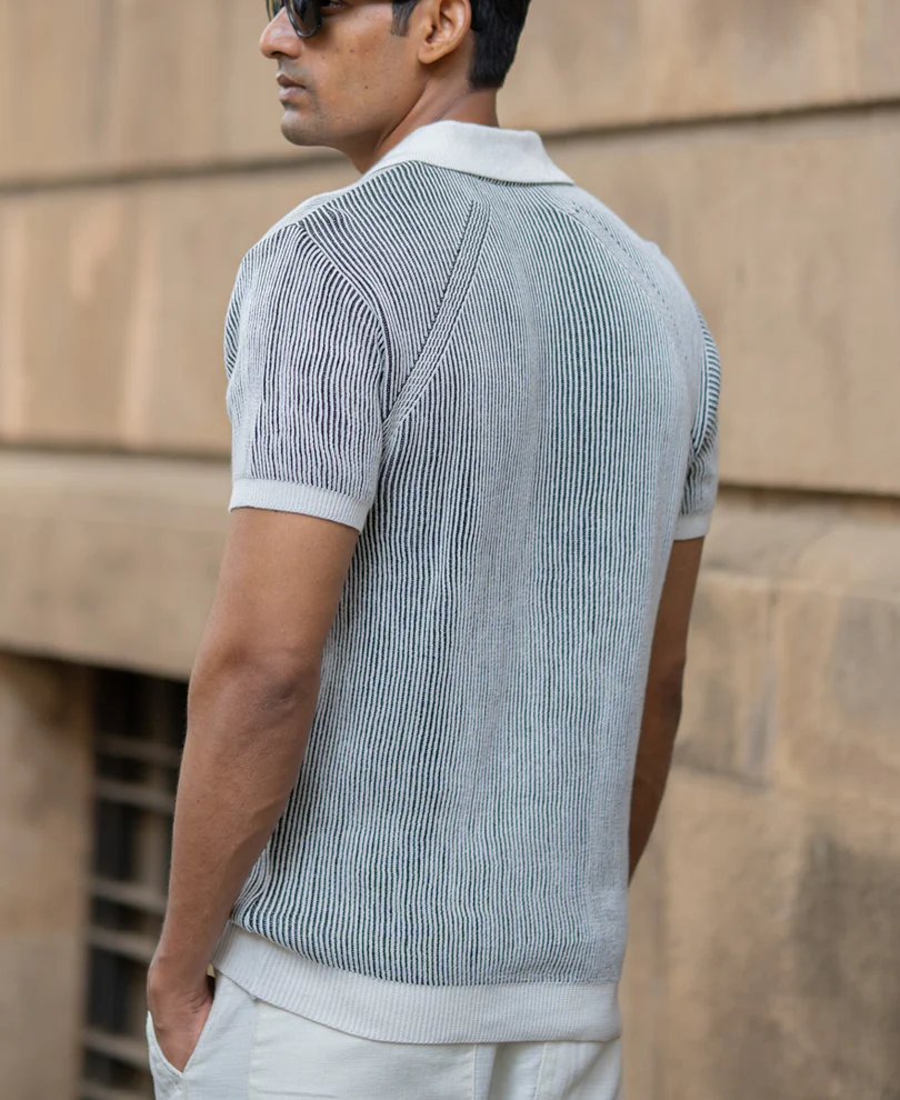 Black & White Knit T-Shirt 100% Cotton - Image 5