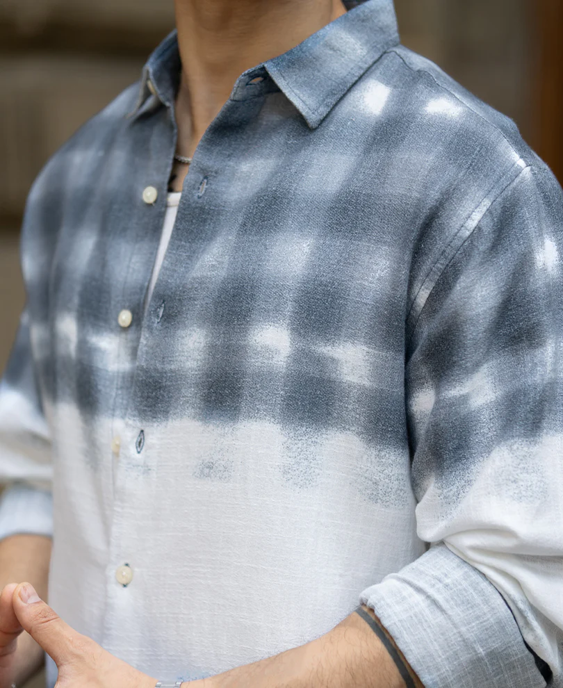 Blue Abstract Print Shirt 100% Cotton - Image 4