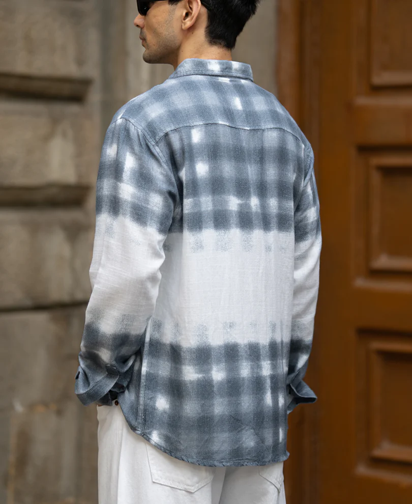 Blue Abstract Print Shirt 100% Cotton - Image 5