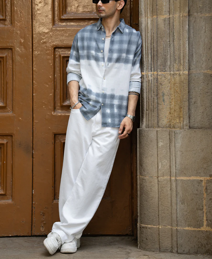 Blue Abstract Print Shirt 100% Cotton - Image 6