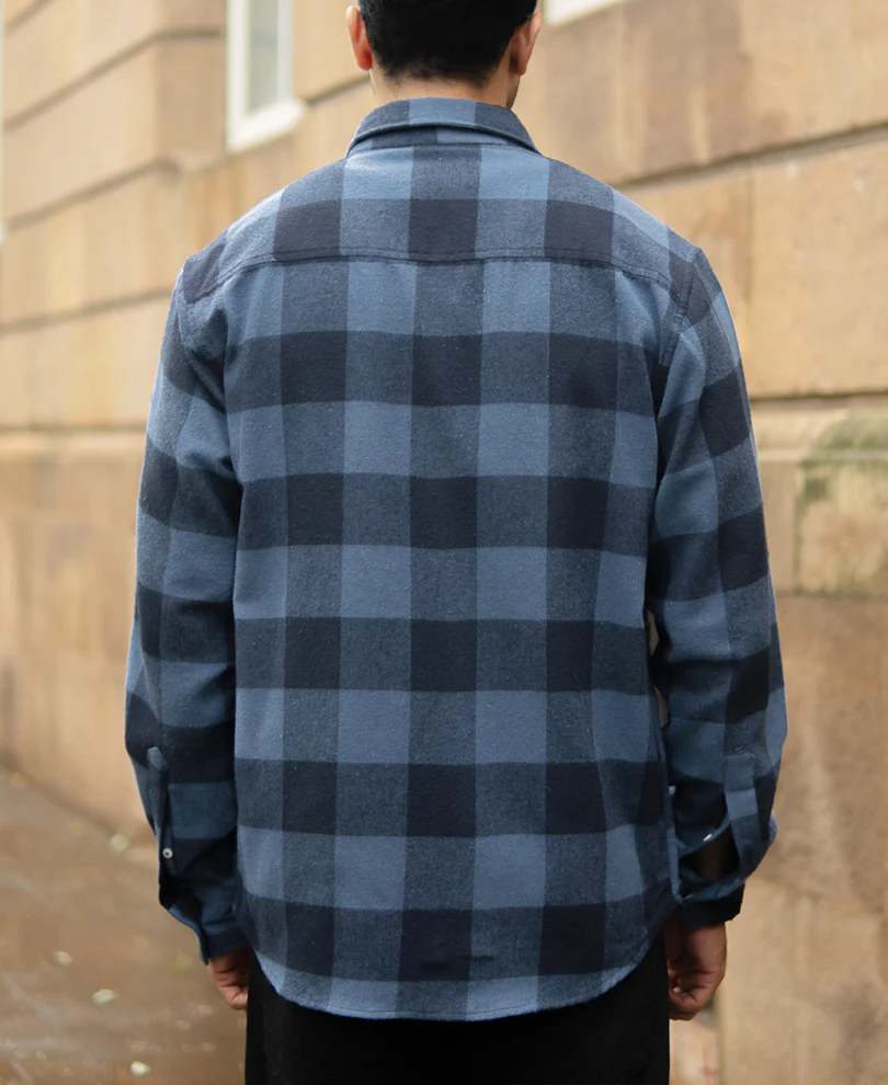 Blue Brushed Checked Shirt - Image 7