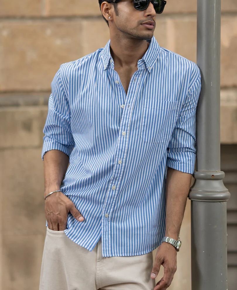 Blue Striped Buttondown Shirt 100% Cotton - Image 2