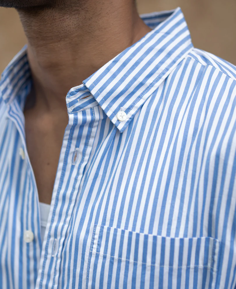 Blue Striped Buttondown Shirt 100% Cotton - Image 4