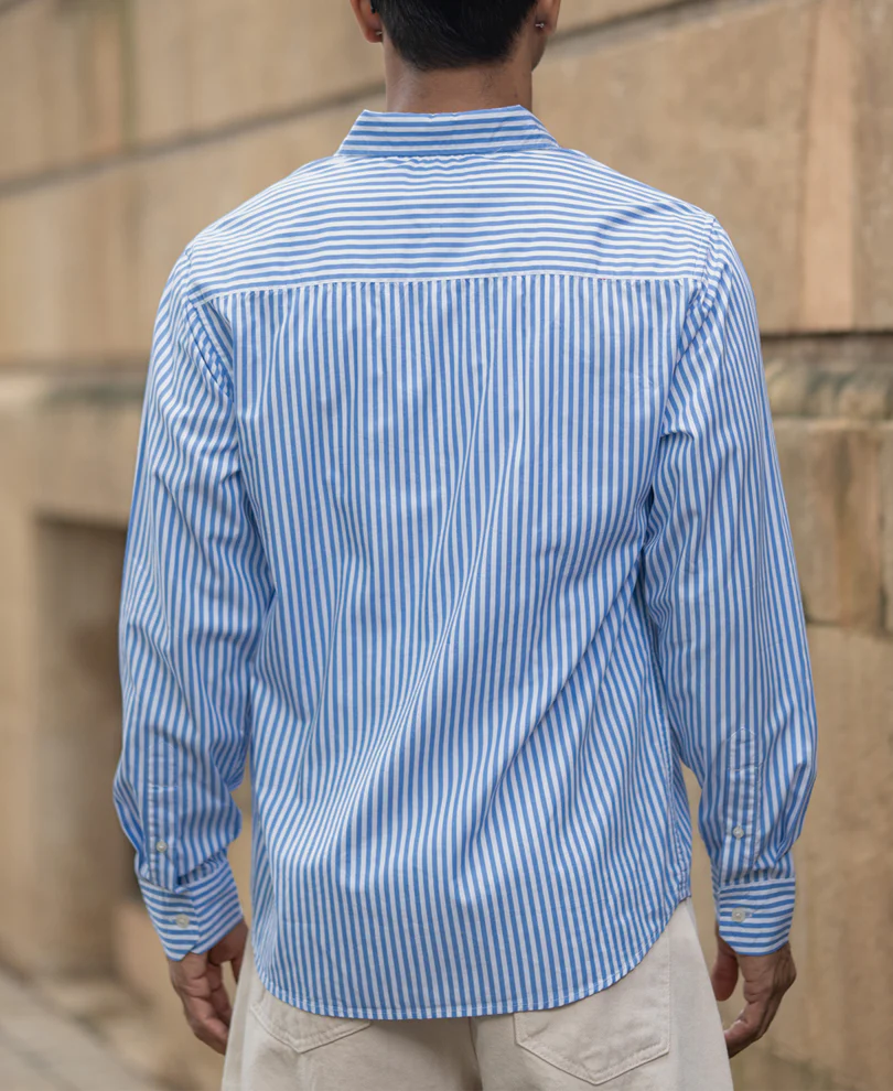 Blue Striped Buttondown Shirt 100% Cotton - Image 5