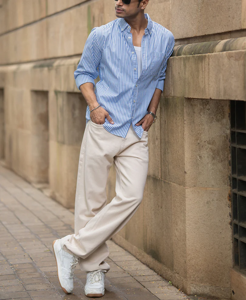 Blue Striped Buttondown Shirt 100% Cotton - Image 6