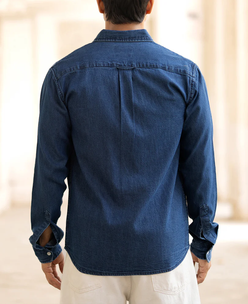 Blue Denim Shirt 100% Cotton - Image 4