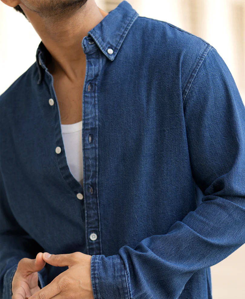 Blue Denim Shirt 100% Cotton - Image 5