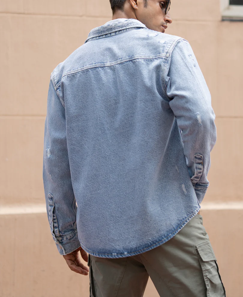 Blue Denim Regular Fit Full Sleeves Shirt 100% Cotton - Image 6