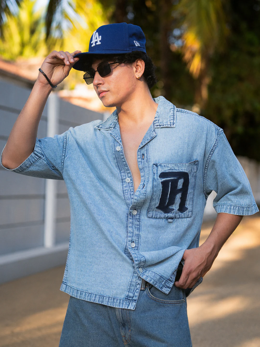 Blue Embroidered Denim Shirt 100% Cotton - Image 2