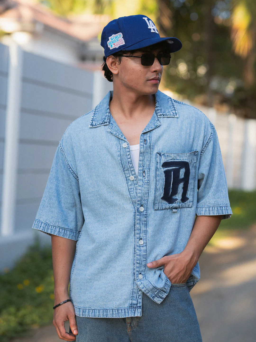Blue Embroidered Denim Shirt 100% Cotton - Image 3