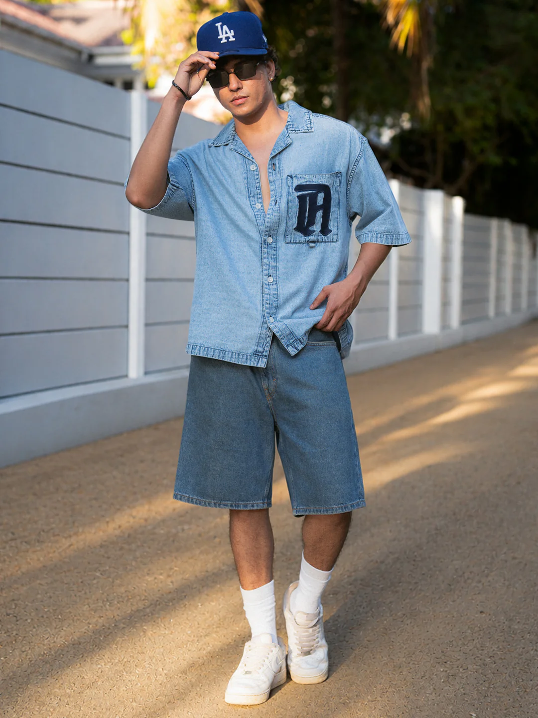 Blue Embroidered Denim Shirt 100% Cotton - Image 7