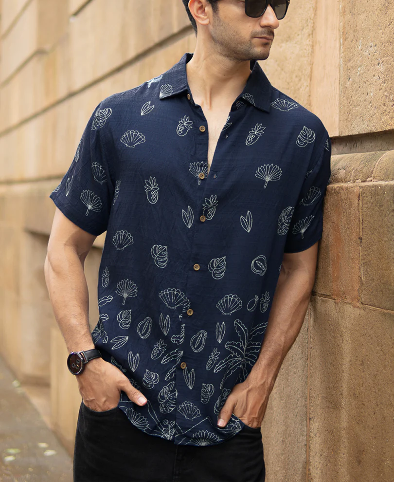 Blue Flowy Printed Shirt - Image 3