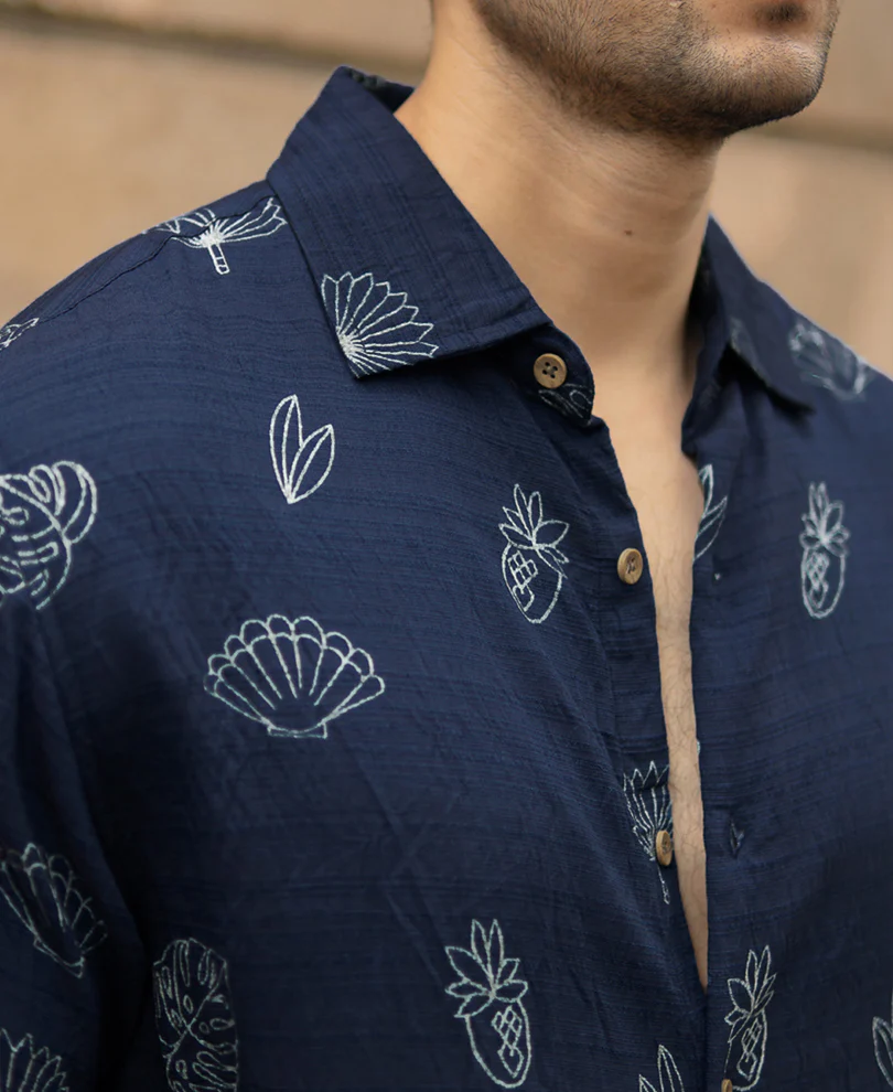 Blue Flowy Printed Shirt - Image 4