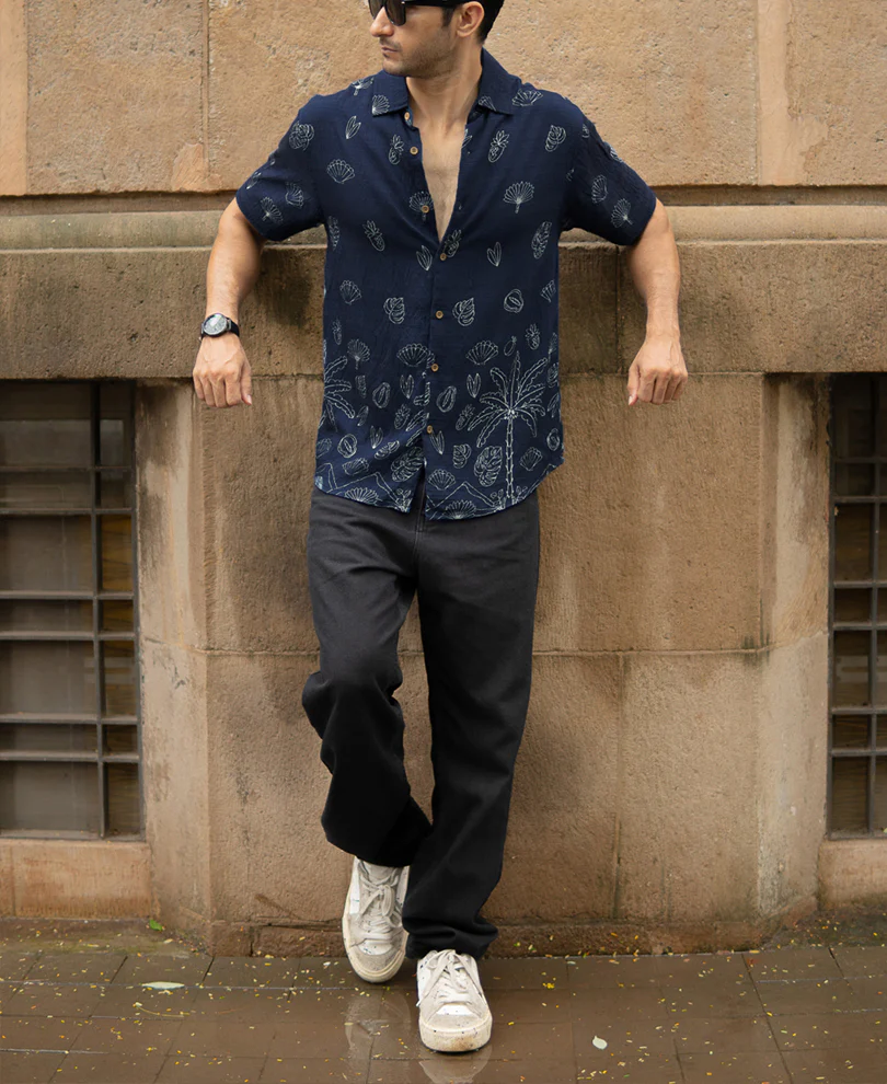 Blue Flowy Printed Shirt - Image 7