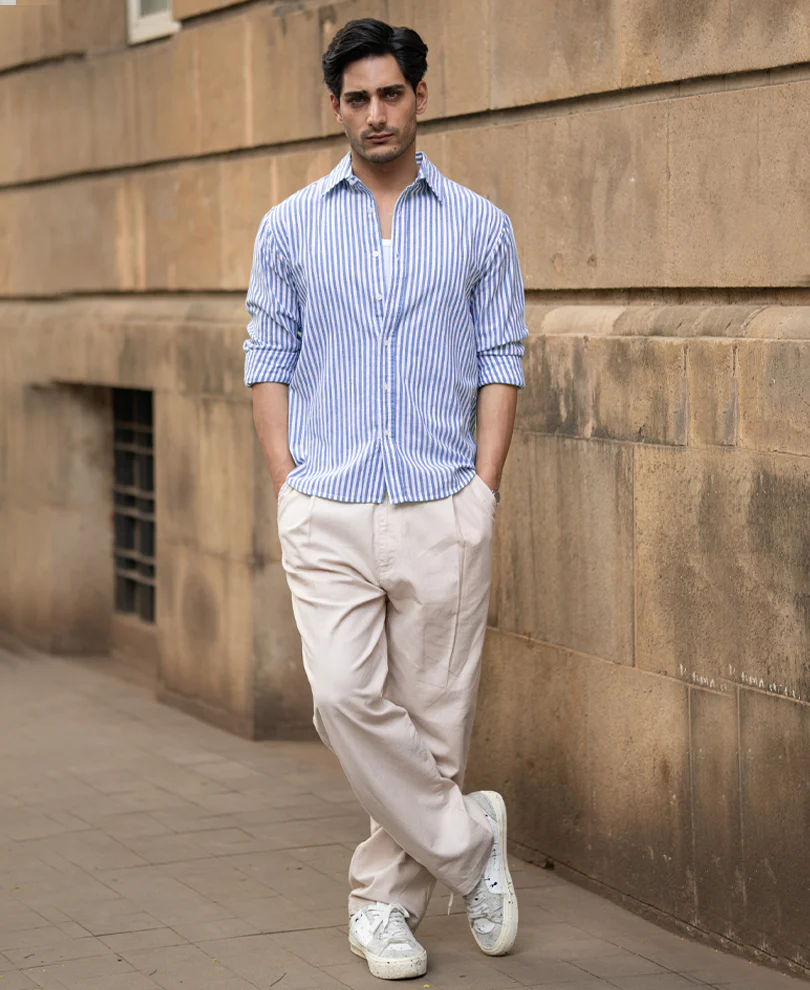 Blue Lightweight Regular Fit Stripe Shirt - Image 5