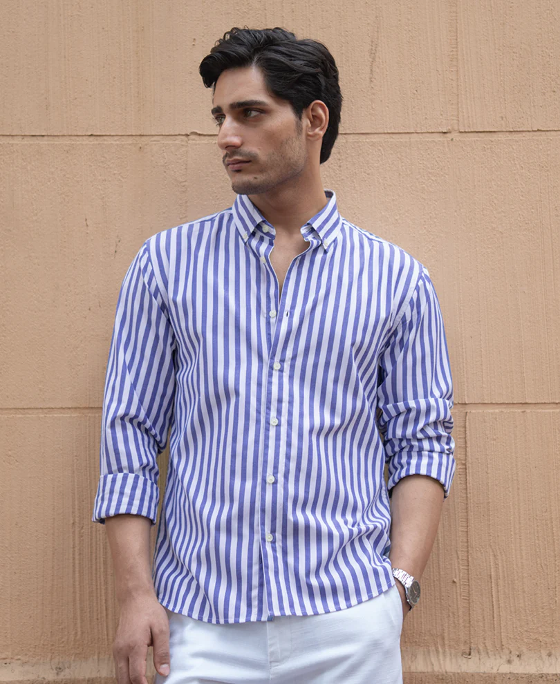 Blue Lightweight Stripe Shirt - Image 2