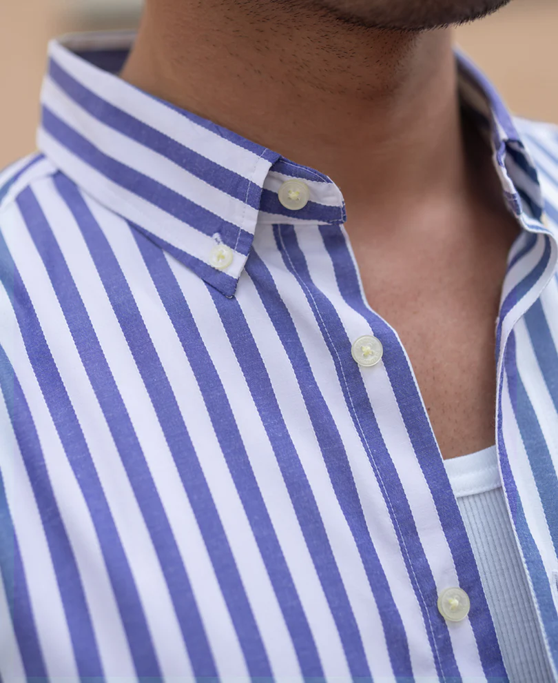 Blue Lightweight Stripe Shirt - Image 3