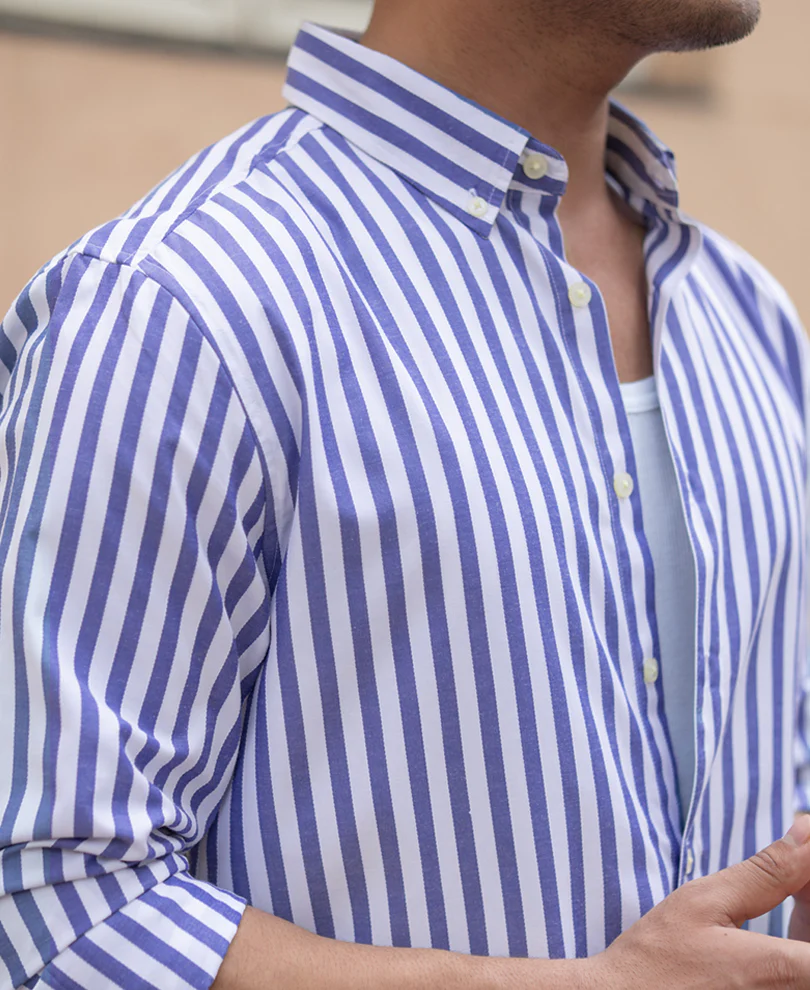 Blue Lightweight Stripe Shirt - Image 4