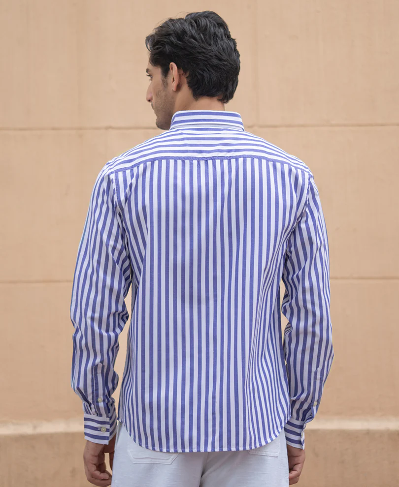 Blue Lightweight Stripe Shirt - Image 5