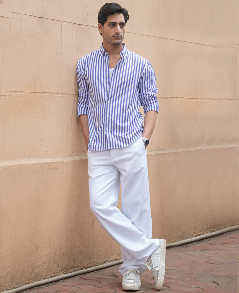 Blue Lightweight Stripe Shirt - Image 6