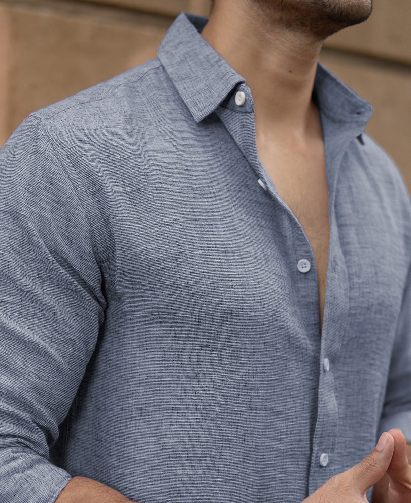 Blue Lightweight Structured Shirt - Image 3