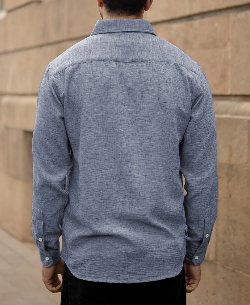 Blue Lightweight Structured Shirt - Image 4