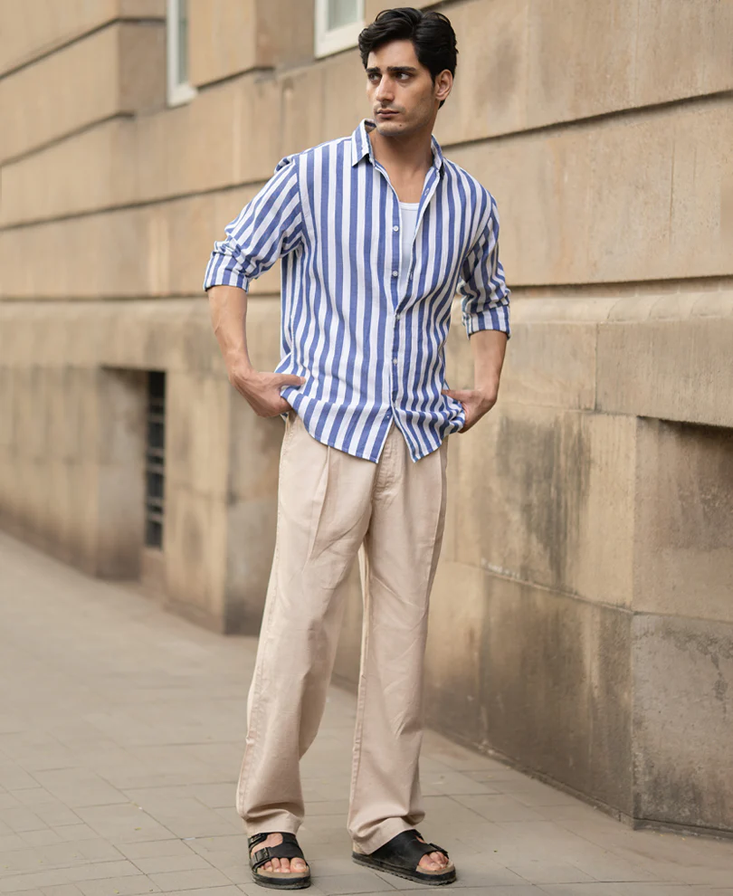 Blue Nautical Stripe Shirt 100% Cotton - Image 7