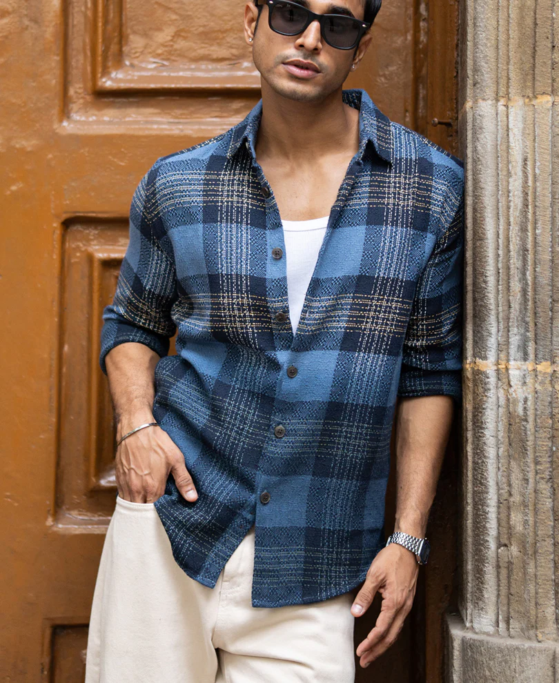 Blue Ombre Check Shirt - Image 3