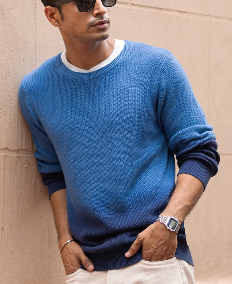 Blue Ombre Sweater 100% Cotton - Image 3