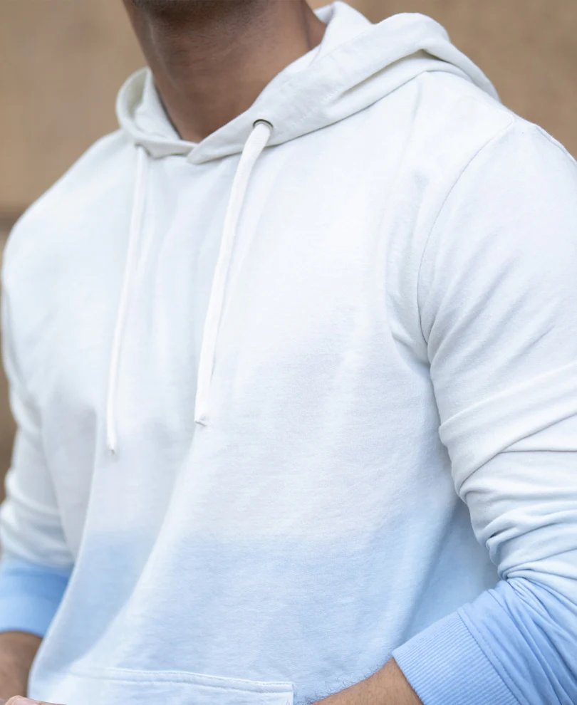 Blue Ombre Hoodie 100% Cotton - Image 4