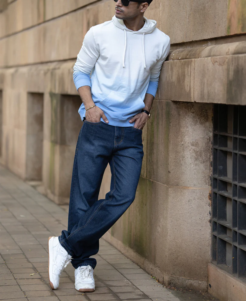 Blue Ombre Hoodie 100% Cotton - Image 6