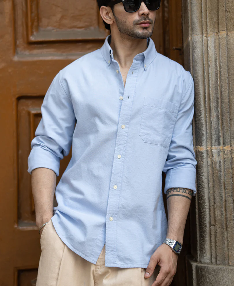 Blue Oxford Button Down Shirt 100% Cotton - Image 2